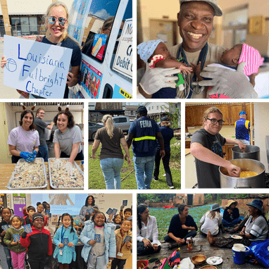 Fulbright alumni and community partners volunteering around the world